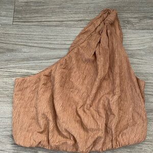 Abercrombie & Fitch Tan One-Shoulder Crop Top